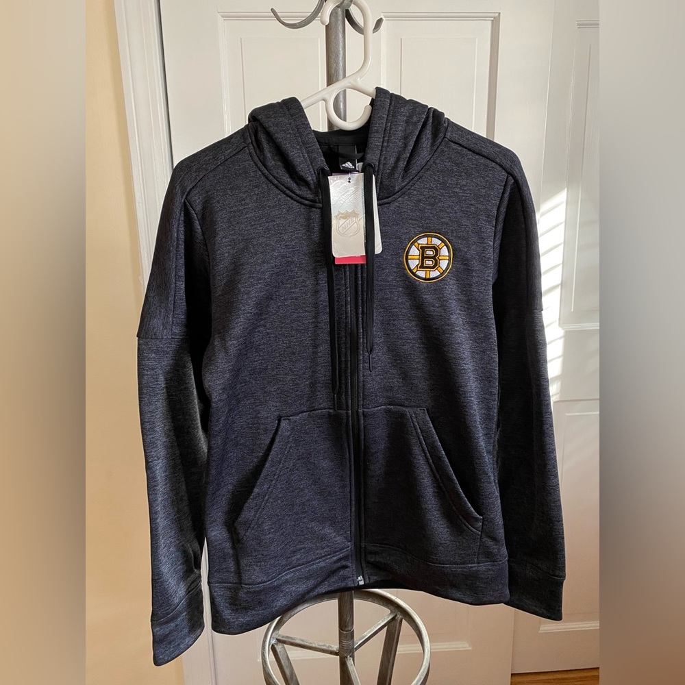 Adidas Bruins NHL Zip Up Hooded Sweatshirt, Grey, Women’s Size Small, NWT